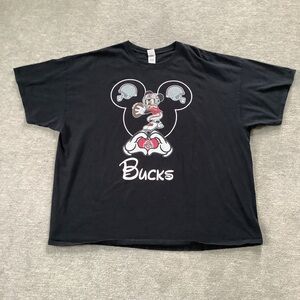 Gildan Ohio State/Bucks Mickey Mouse Football Black Cotton Tee Sz. 4XL